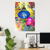 Türkische Lampen Mosaik Aquarell Kunst Poster (Heimbüro)