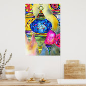Türkische Lampen Mosaik Aquarell Kunst Poster (Küche)