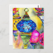 Türkische Lampen Mosaik Aquarell Kunst Postkarte (Vorne/Hinten)