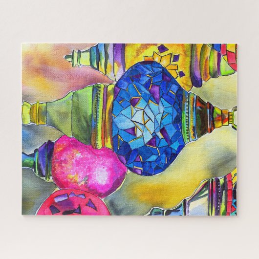 Türkische Lampen Mosaik Aquarell Kunst Puzzle (Horizontal)