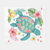 Türkische Meerschildkröte, Peach und Gold Beach Ho Fleecedecke (Vorderseite (Horizontal))