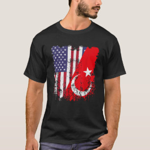Türkische Roots Halbamerikanische Flagge Türkei Fl T-Shirt