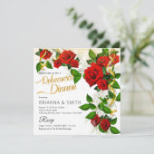 Türkische Rose Probe Abendessen Kalligrafie Einladung (Stehend Vorderseite)