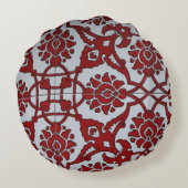 Türkische Rote Keramik Rundes Kissen (Rückseite)