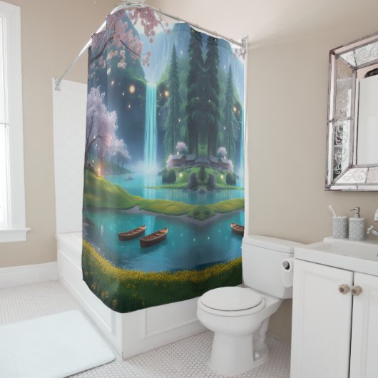 "Türkische Ruhe - Rowboote auf Kristallwasser Duschvorhang (Beispiel)