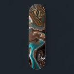 Türkische Safari Skateboard<br><div class="desc">Schönes braunes,  türkisfarbenes und blaues Leopardenmuster Marmorskateboard flüssig.</div>