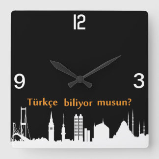 Türkische Skyline-Uhr Quadratische Wanduhr