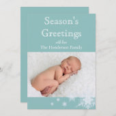 Türkische Snowflakes Foto Feiertagskarte (Vorne/Hinten)