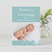 Türkische Snowflakes Foto Feiertagskarte (Stehend Vorderseite)