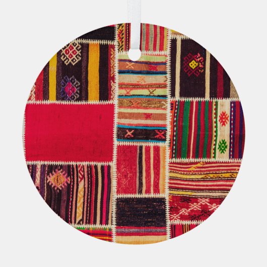 Türkische Teppichdecke Handgefertigte Textur Ornament Aus Glas (Rückseite)