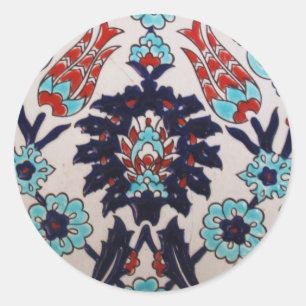 Türkische TULPE Fliese des VINTAGEN antiken Runder Aufkleber