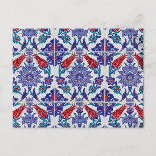 Türkische Tulpe Orientalische Arabeske Blumenmuste Postkarte