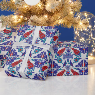 Türkische Tulpe Orientalische Arabeske Blumige Vis Geschenkpapier