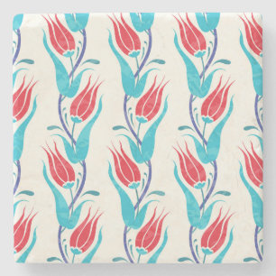 Türkische Tulpen: Traditionelles Nahtloses Motiv. Steinuntersetzer