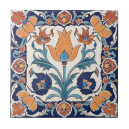 Türkische Verzierte Blumenblauer Orangen Grüne Blu Fliese