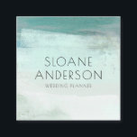 Türkische Watercolor Wash Business Card Quadratische Visitenkarte<br><div class="desc">Diese feminine,  moderne Visitenkarte zeichnet sich durch eine delikate Aquarellwäsche in Türkistönen aus.</div>