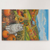 Türkischer Angora Kat Herbsternte Erntedank Puzzle (Horizontal)