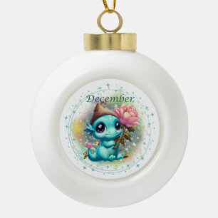 Türkischer Drache im DezemberSchneeflocke Gerahmte Keramik Kugel-Ornament