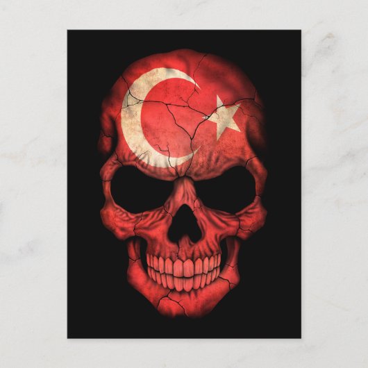 Türkischer Flaggenschädel auf schwarz Postkarte (Vorderseite)