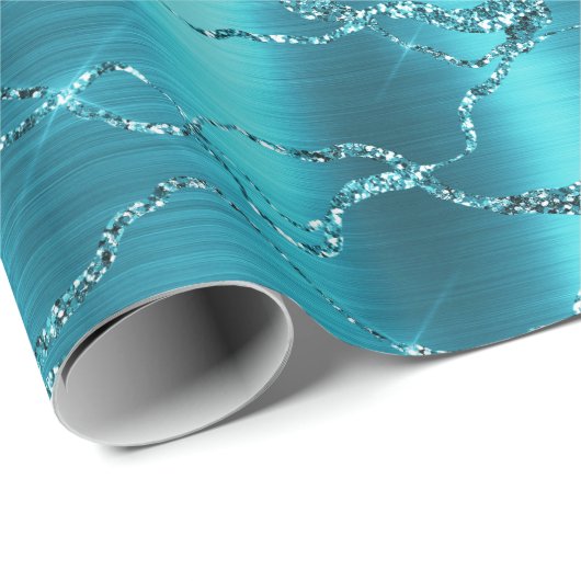 Türkischer Glitzer Glitzy Stripes Geschenkpapier (Rolleneckpunkt)