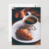 Türkischer Kaffee und frisch Croissant Postkarte (Vorne/Hinten)