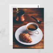 Türkischer Kaffee und frisch Croissant Postkarte (Vorne/Hinten)