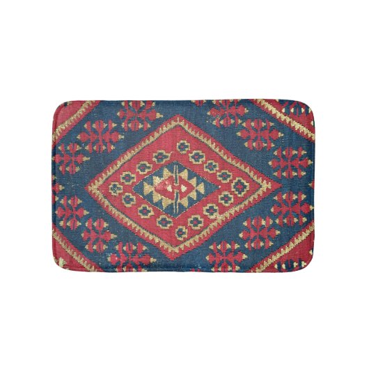 Türkischer Kilim Tepet Rug Antique Red Blue Badematte (Vorderseite)