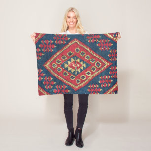 Türkischer Kilim Tepet Rug Antique Red Blue Fleecedecke