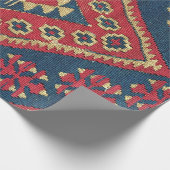Türkischer Kilim Tepet Rug Antique Red Blue Geschenkpapier (Ecke)