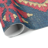 Türkischer Kilim Tepet Rug Antique Red Blue Geschenkpapier (Rolleneckpunkt)