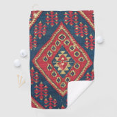 Türkischer Kilim Tepet Rug Antique Red Blue Golfhandtuch (Insitu)