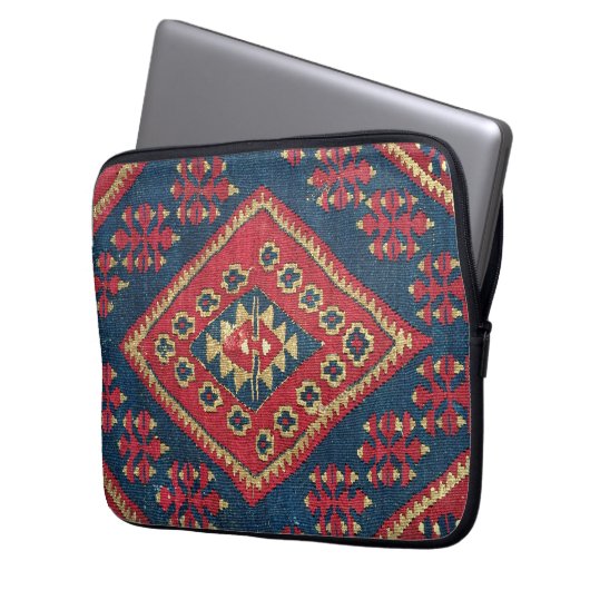 Türkischer Kilim Tepet Rug Antique Red Blue Laptopschutzhülle (Vorderseite Links)
