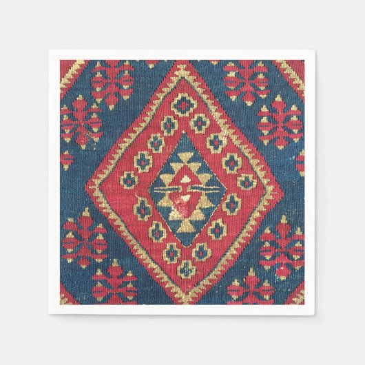 Türkischer Kilim Tepet Rug Antique Red Blue Serviette (Vorderseite)