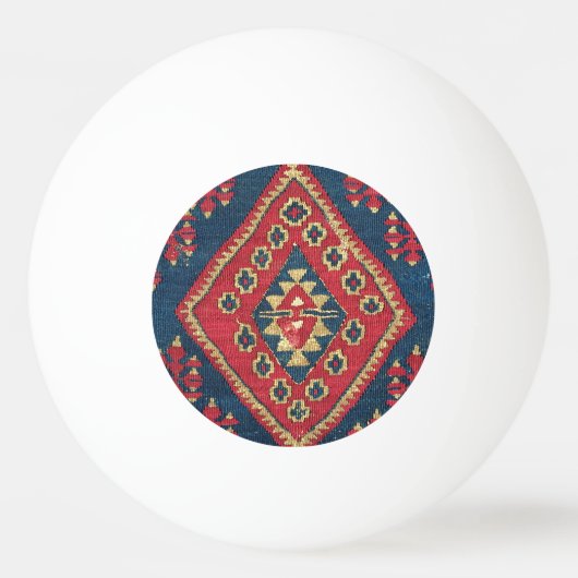 Türkischer Kilim Tepet Rug Antique Red Blue Tischtennisball (Vorderseite)