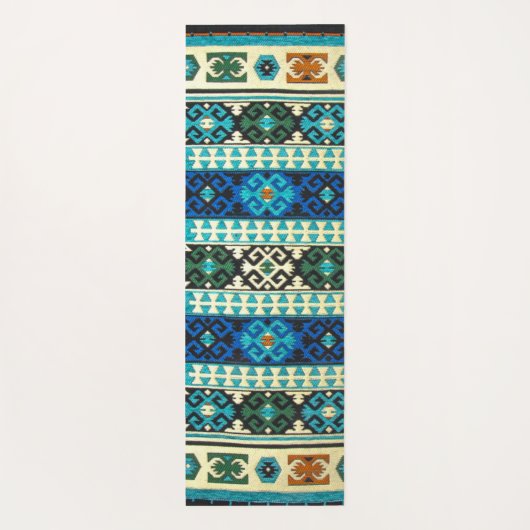 Türkischer Kilim Tepet Rug Blue Green Yogamatte (Rückseite)