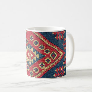 Türkischer Kilim-Teppich-Rot Blau Antik Kaffeetasse
