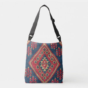 Türkischer Kilim-Teppich-Rot Blau Antik Tragetaschen Mit Langen Trägern
