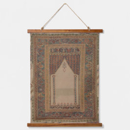 Türkischer Rug Ottoman Beige Brown Wandteppich Mit Holzrahmen