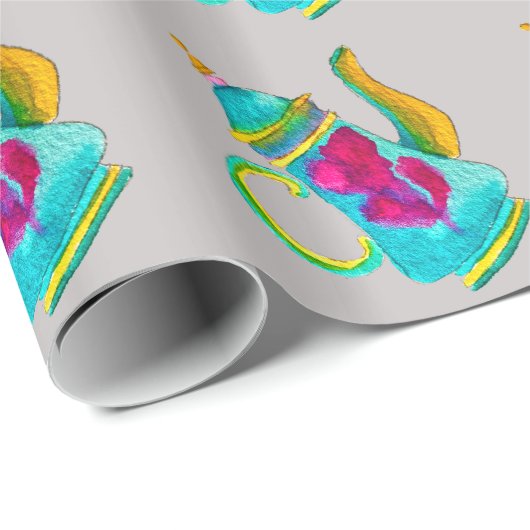 Türkischer Teekessel in Whimsikfarbe Geschenkpapier (Rolleneckpunkt)
