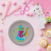 Türkischer Teekessel in Whimsikfarbe Pappteller (Party)