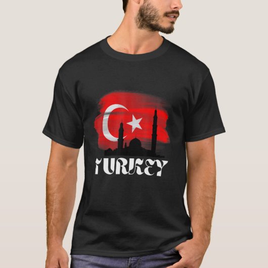 Türkischer Tempel von Istanbul, Crescent Flag Turk T-Shirt (Vorderseite)