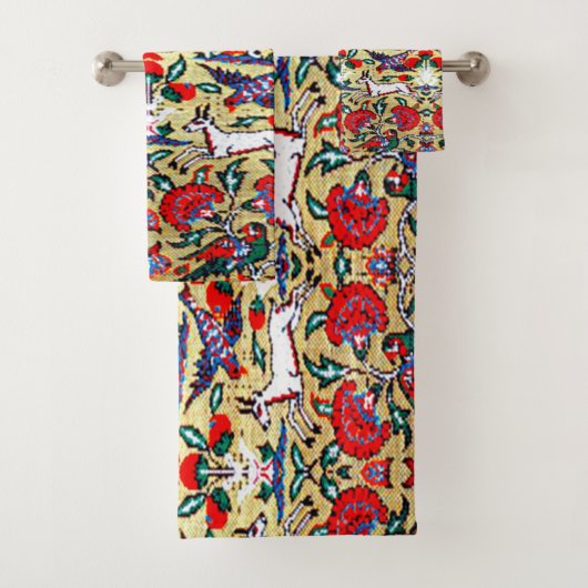 Türkischer Teppich aus der Antike, Tiere Badhandtuch Set (Insitu)