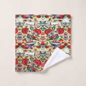 Türkischer Teppich aus der Antike, Tiere Badhandtuch Set (Waschlappen)