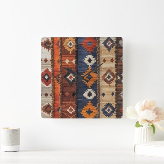 Türkischer Teppich Quadratische Wanduhr (Zuhause)