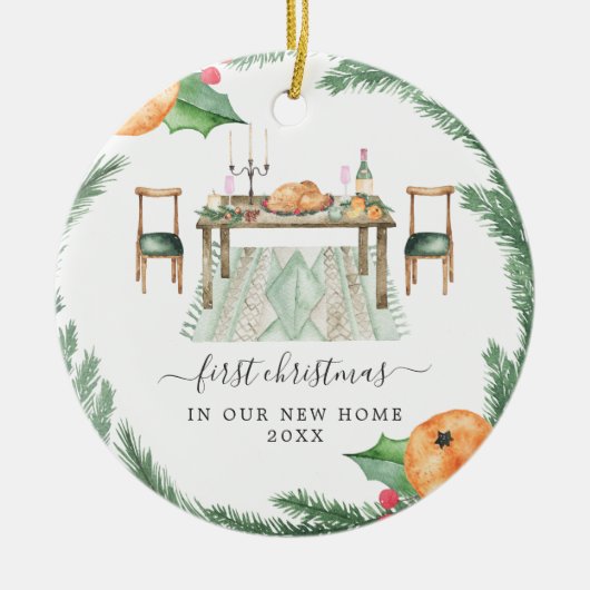 Türkisches Abendessen | Erste Weihnachts-Zuhause Keramik Ornament (Vorne)