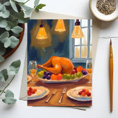 Türkisches Abendessen | Happy Thanksgiving Painted Postkarte