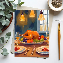 Türkisches Abendessen | Happy Thanksgiving Painted Postkarte
