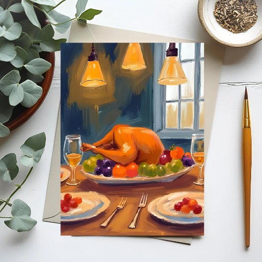 Türkisches Abendessen | Happy Thanksgiving Painted Postkarte