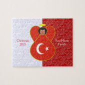 Türkisches Angel Schwarzes Haar mit Fahne verkleid Puzzle (Horizontal)