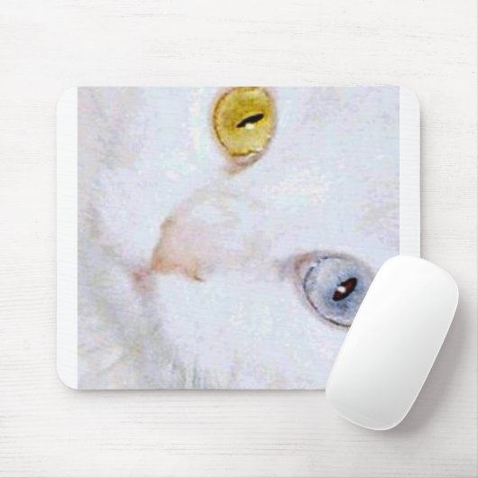 Türkisches Angora 2 verschiedene Augenfarben Mousepad (Mit Mouse)